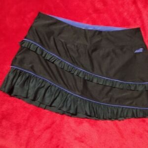 Black Ruffle Tiered Active Skort with Blue Trim